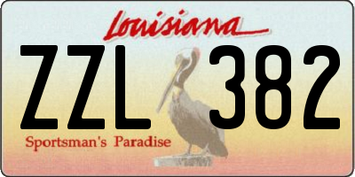 LA license plate ZZL382