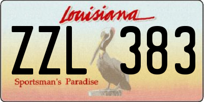 LA license plate ZZL383