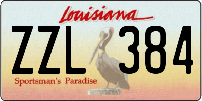 LA license plate ZZL384