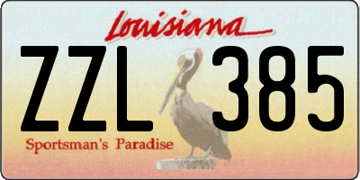 LA license plate ZZL385