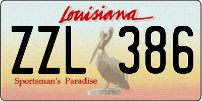 LA license plate ZZL386