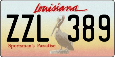 LA license plate ZZL389