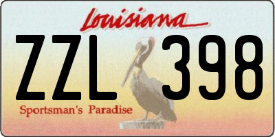 LA license plate ZZL398