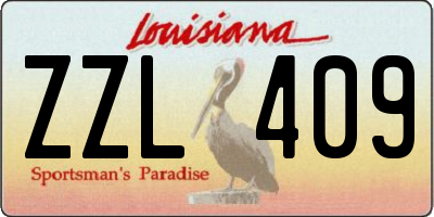 LA license plate ZZL409