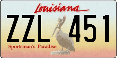 LA license plate ZZL451