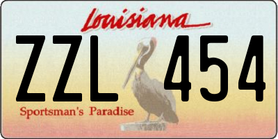 LA license plate ZZL454