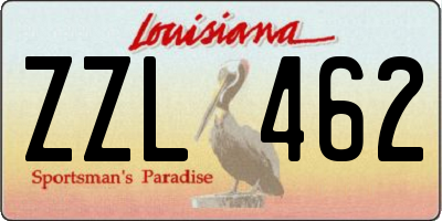 LA license plate ZZL462