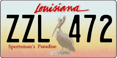 LA license plate ZZL472