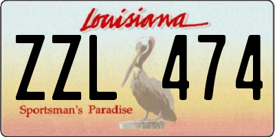 LA license plate ZZL474