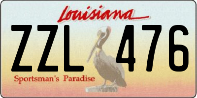 LA license plate ZZL476