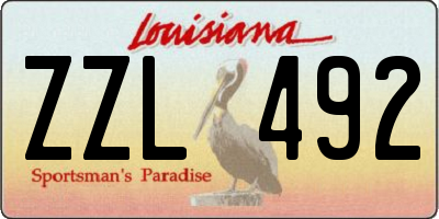 LA license plate ZZL492