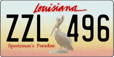 LA license plate ZZL496