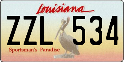 LA license plate ZZL534