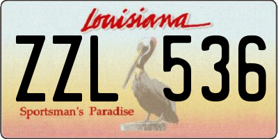 LA license plate ZZL536