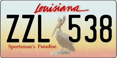 LA license plate ZZL538