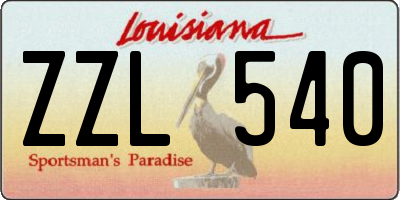 LA license plate ZZL540