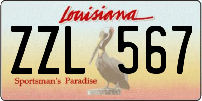 LA license plate ZZL567