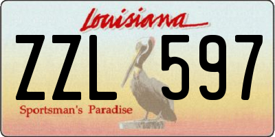 LA license plate ZZL597