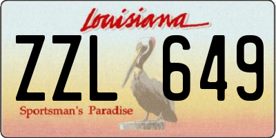 LA license plate ZZL649