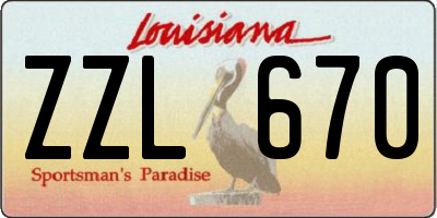 LA license plate ZZL670