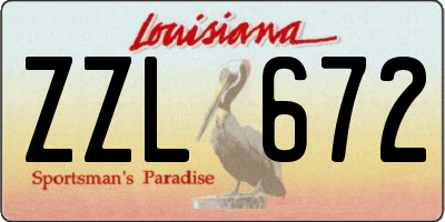 LA license plate ZZL672