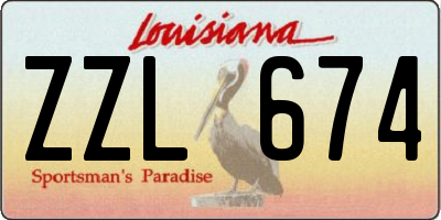 LA license plate ZZL674