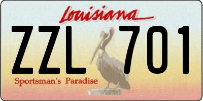 LA license plate ZZL701