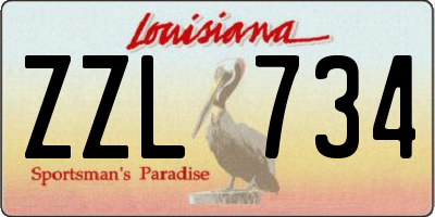 LA license plate ZZL734