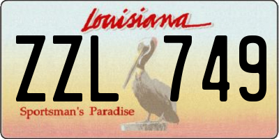 LA license plate ZZL749