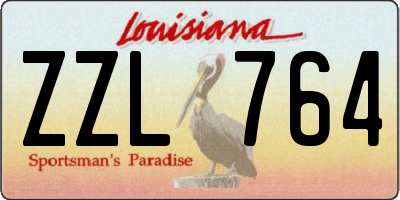 LA license plate ZZL764