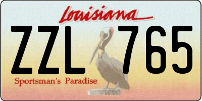 LA license plate ZZL765