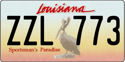 LA license plate ZZL773