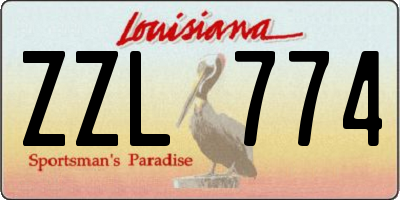 LA license plate ZZL774