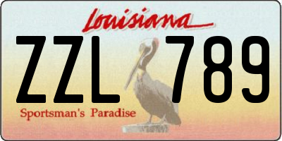 LA license plate ZZL789