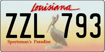 LA license plate ZZL793