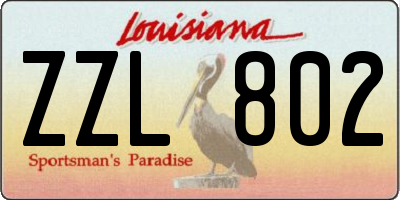 LA license plate ZZL802