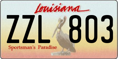 LA license plate ZZL803