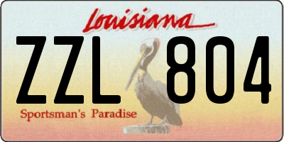 LA license plate ZZL804