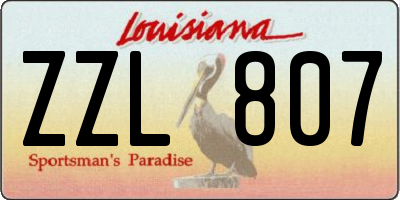 LA license plate ZZL807