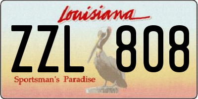 LA license plate ZZL808