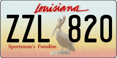 LA license plate ZZL820