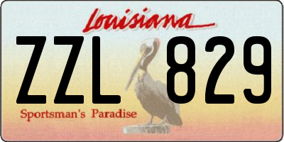 LA license plate ZZL829