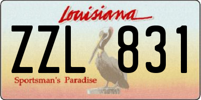 LA license plate ZZL831