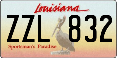 LA license plate ZZL832