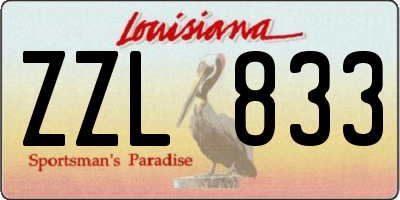 LA license plate ZZL833