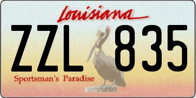 LA license plate ZZL835