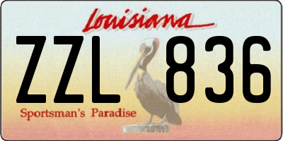 LA license plate ZZL836