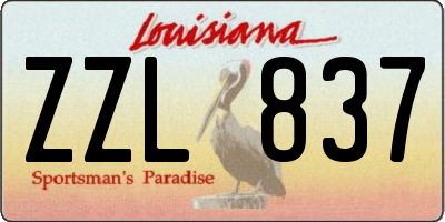 LA license plate ZZL837