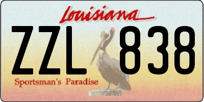 LA license plate ZZL838