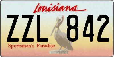 LA license plate ZZL842